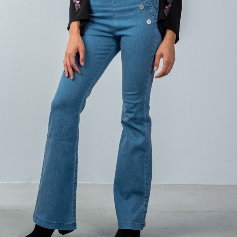 High waist fitted jeans bell bottom jegging jeans - Picture 5 of 8